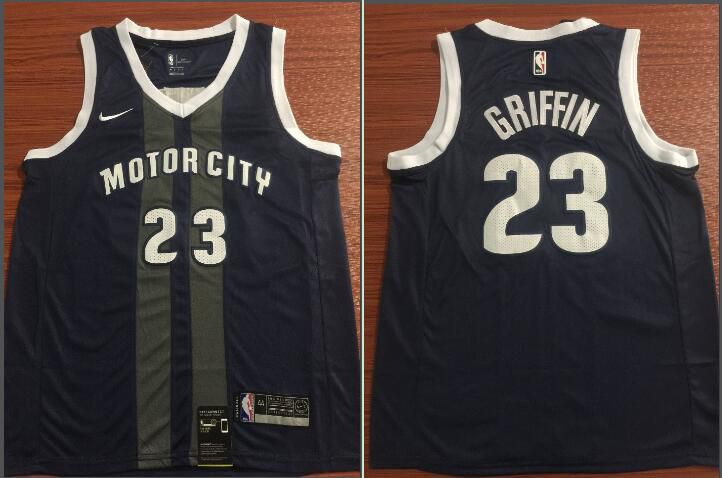 Men Detroit Pistons 23 Griffin Black City Edition Game Nike NBA Jerseys